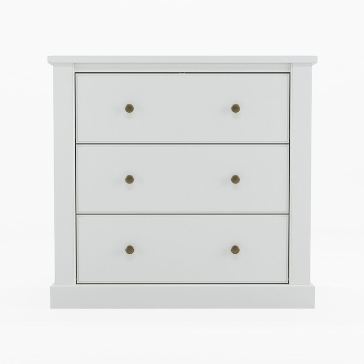 Comoda cu 3 sertare alb Clemence, 90 x 46 x 85.3 cm