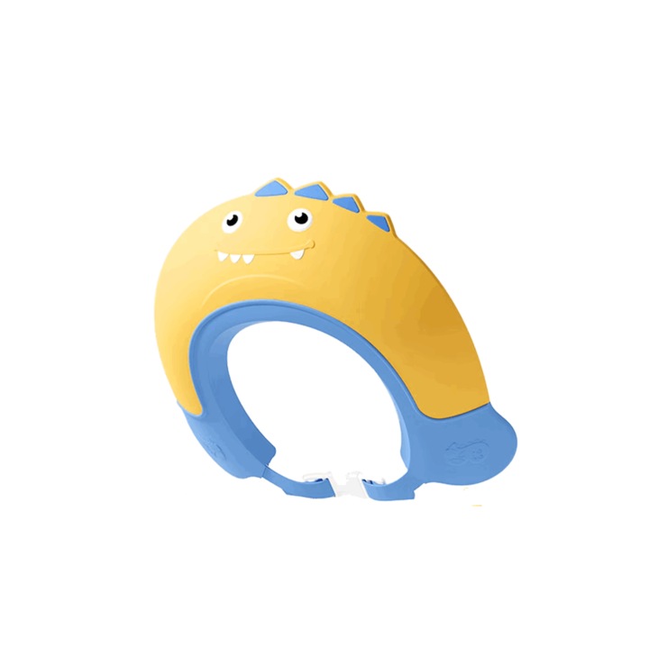 Casca de dus protectie copii, Protectie ochi si urechi, Fara sampon in ochi, 0-9 ani, Galben