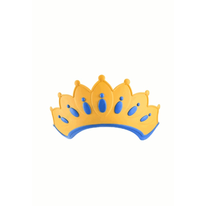 Protectie ochi si urechi, Coroana Reginei / Regelui, Fara sampon in ochi, Reglabila, Galben/albastru