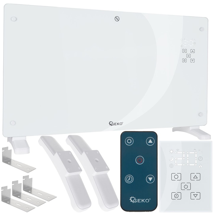Convector electric Geko, 2500W, Wi-Fi, telecomandă, alb, 25m²
