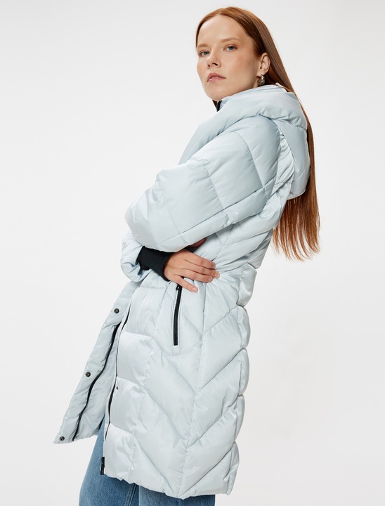 KOTON, Geaca cu vatelina si gluga, Albastru, 2XS