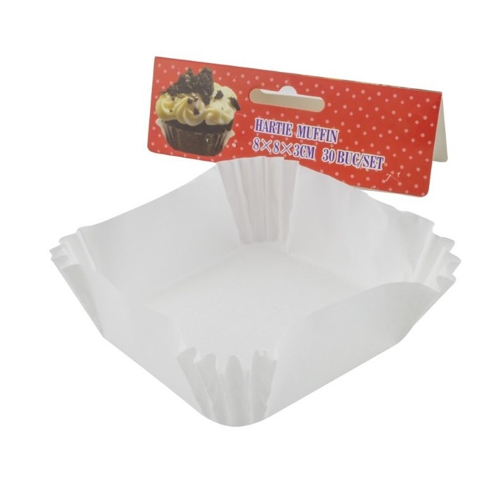 Hartie muffin 8 x 8 x 3cm, 30 buc/set
