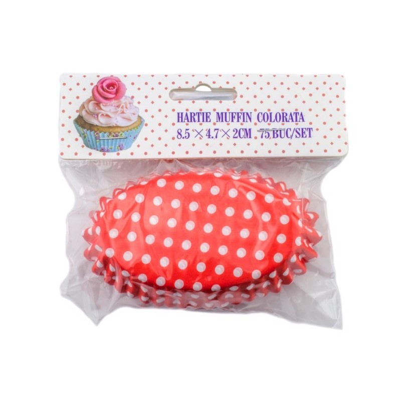 Hartie muffin colorata 8,5x4,7x2cm,75 buc/set