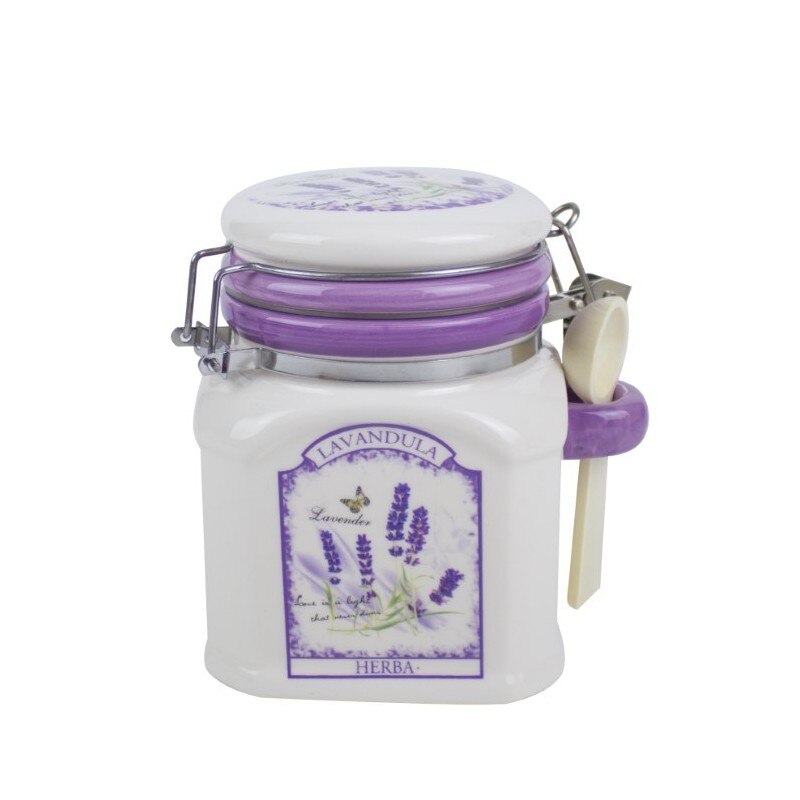 Cutie condimente .0430 l inchizator ermetic plus lingura lemn LAVANDA