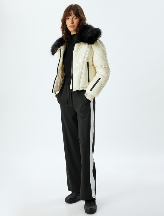 KOTON, Geaca cu blana sintetica, Crem, 2XS