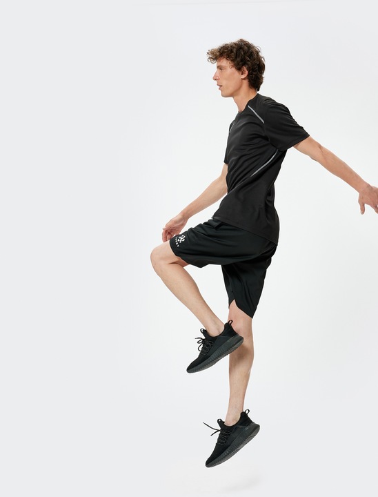 KOTON, Pantaloni regular fit cu model grafic, Negru, 3XL