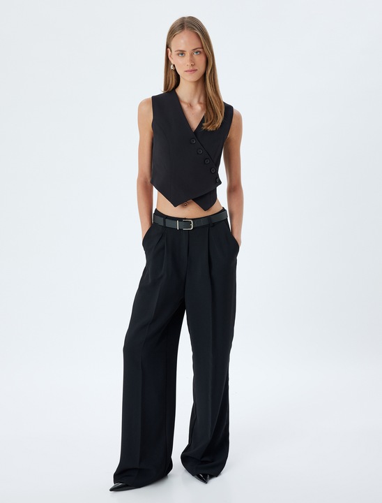 KOTON, Vesta crop cu aspect asimetric, Negru, 32