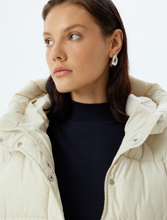 KOTON, Geaca cu vatelina si gluga, Grej, 2XS