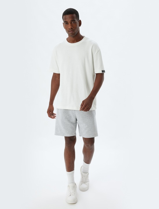 KOTON, Pantaloni scurti uni din amestec de bumbac, Gri melange