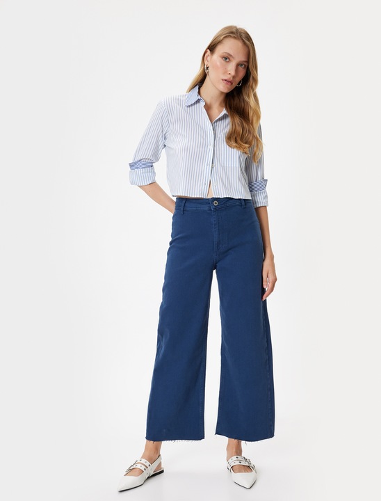 KOTON, Blugi crop cu croiala ampla, Bleumarin