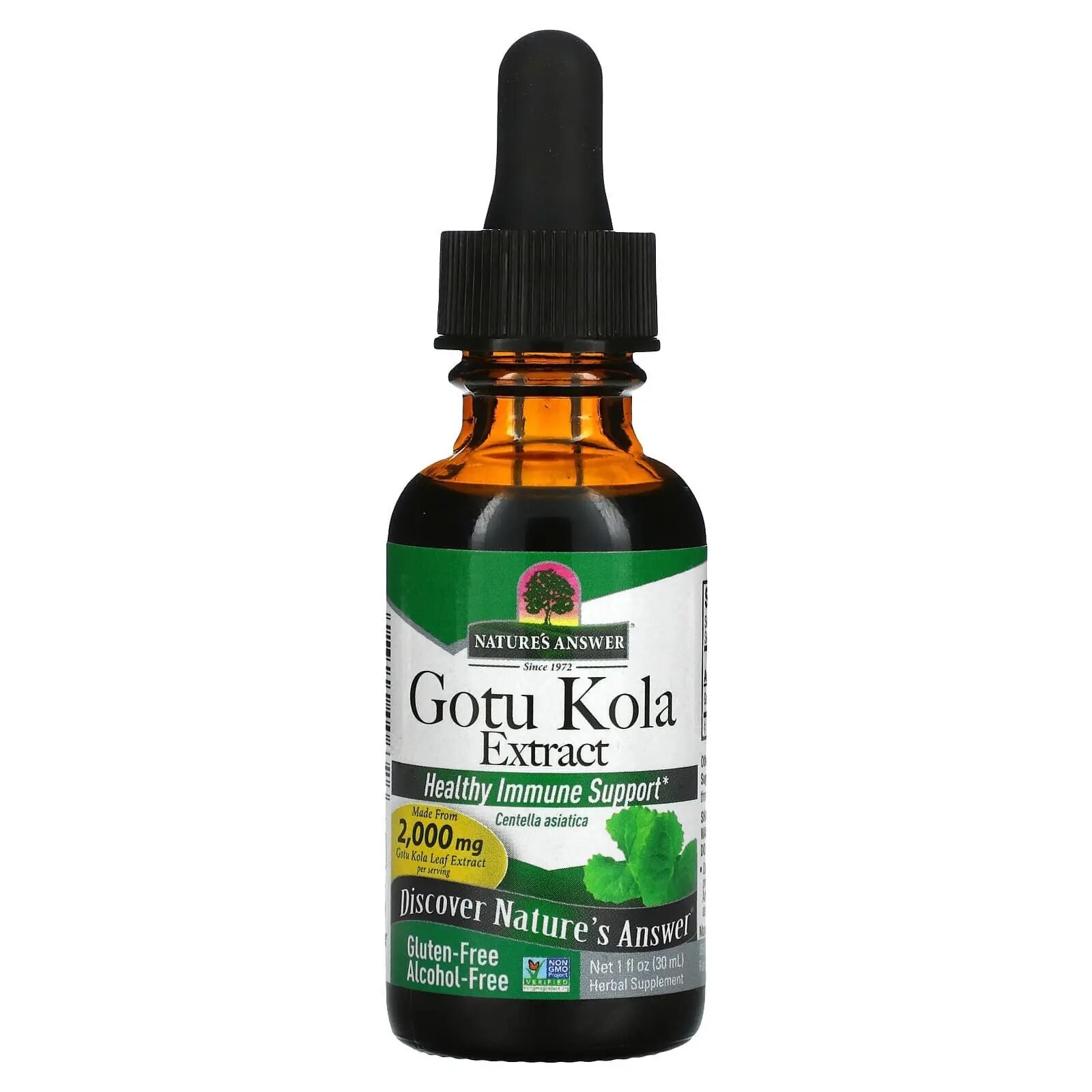 Extract de Gotu Kola, NATURE'S ANSWER, 30 ml, sprijina circulatia ...