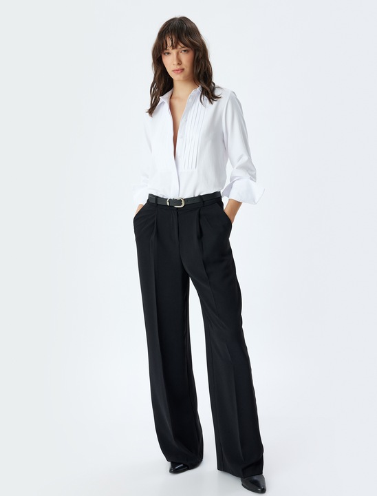 KOTON, Camasa uni cu maneci lungi, Alb murdar, 2XS