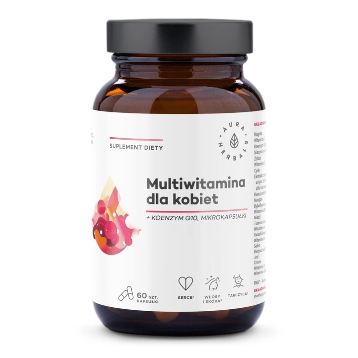 Мултивитамини за жени, Aura Herbals, 60 капсули, с магнезий и витамин С