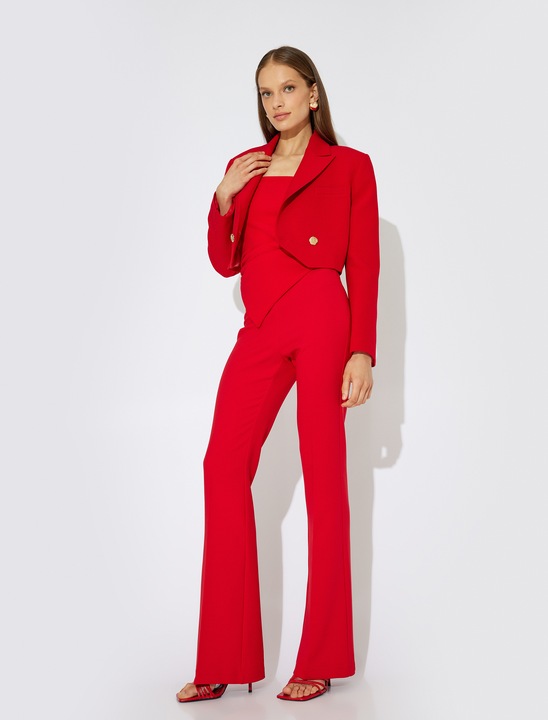 KOTON, Sacou crop cu nasturi, Rosu, 2XS