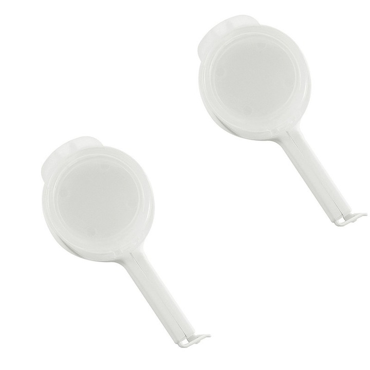Set de 2 clipsuri pentru alimente, Clip de sigilare multifunctional, pentru pastrarea alimentelor, Alb