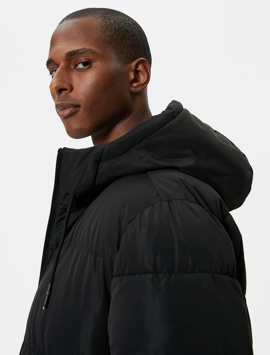 KOTON, Geaca matlasata cu gluga, Negru, 3XL