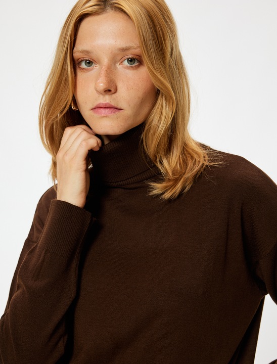 KOTON, Pulover lejer cu guler inalt, Maro, L