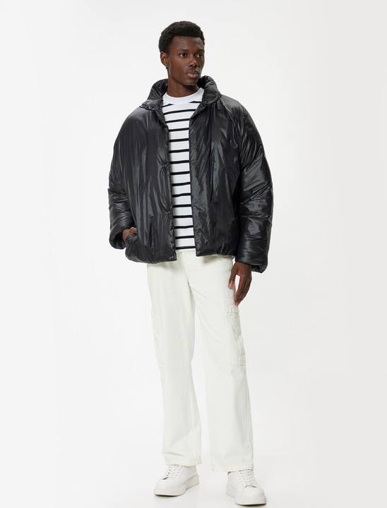 KOTON, Geaca bufanta cu buzunare laterale, Negru, 3XL