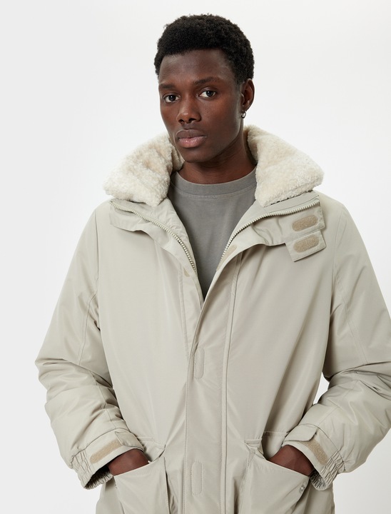 KOTON, Geaca slim-fit cu buzunare cu clapa, Grej, 3XL