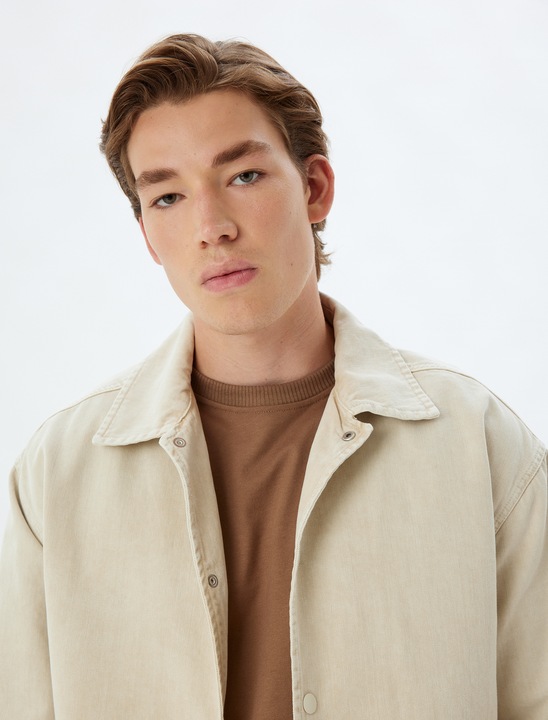 KOTON, Jacheta supradimensionata cu buzunare laterale, Bej