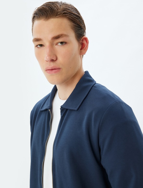 KOTON, Jacheta uni cu guler ascutit, Bleumarin, 3XL