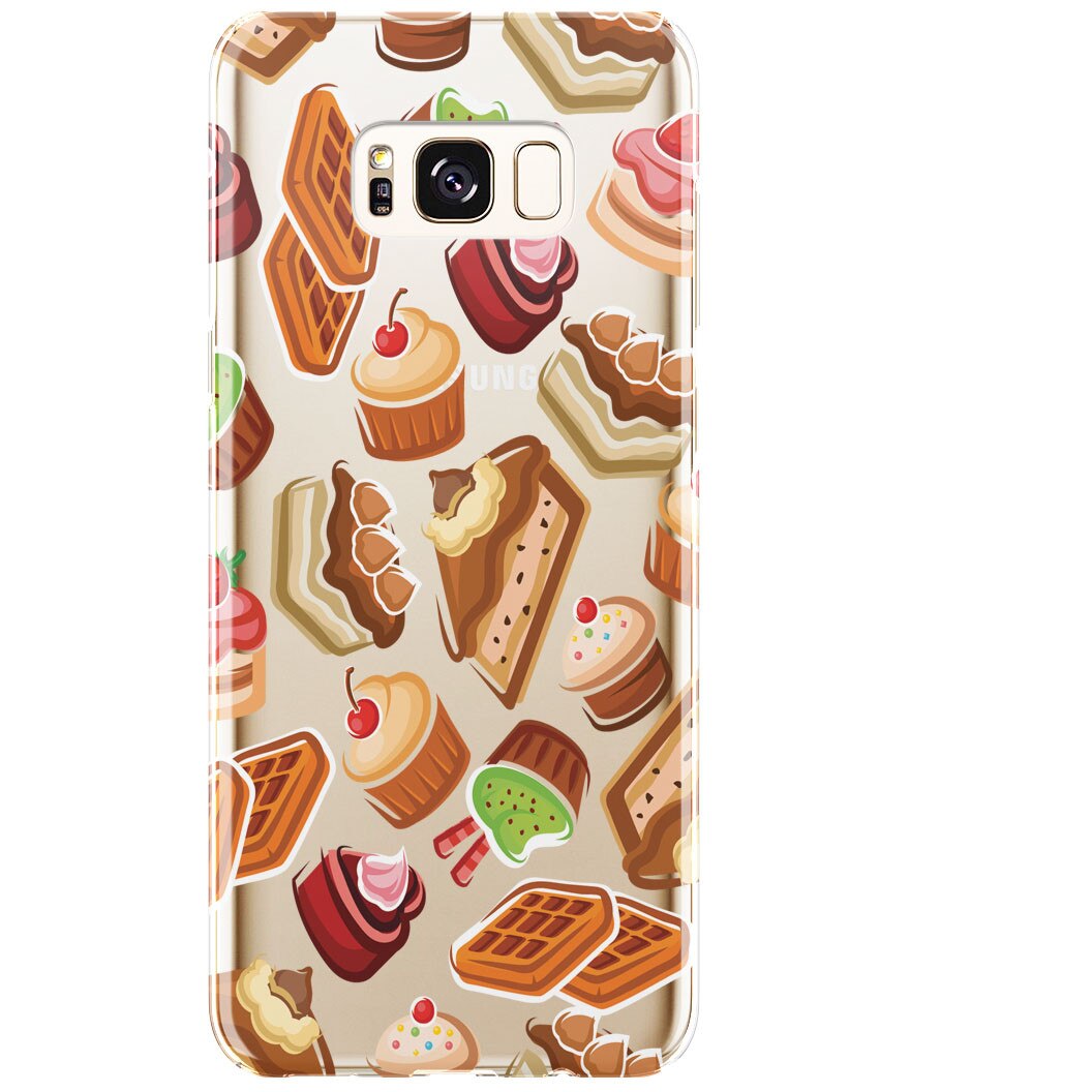 Husa silicon transparent prajituri delicioase samsung s8