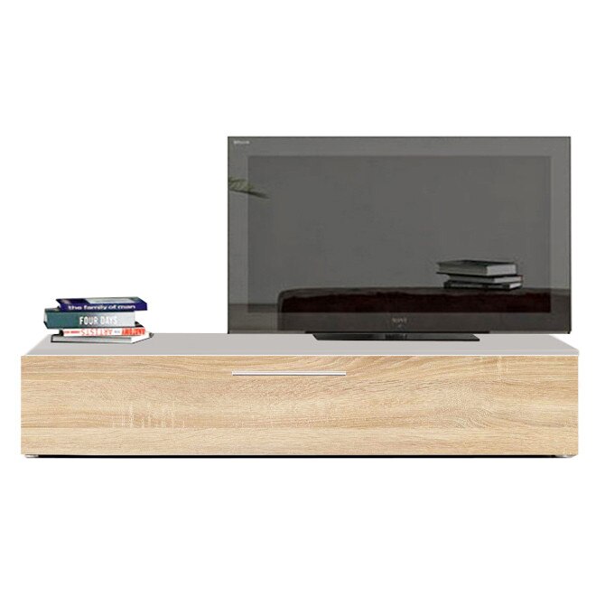 Comoda living, Alb/Stejar Sonoma