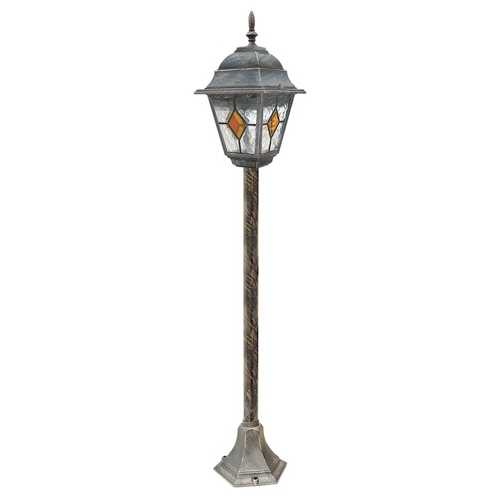 Stalp iluminat exterior Rabalux Monaco, E27, 1x60W, Antique gold