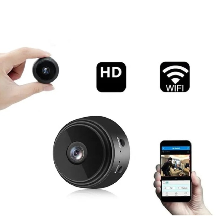 Смарт охранителна камера HONEYGUARD - Модел HSC029 Mini WiFi камера за наблюдение, ZENNIC Smart Guard, Full HD 1080p, Аудио-видео нощно виждане, Сензор за движение, Магнитна дръжка, Вградена батерия, Дистанционно управление, Слот за карта
