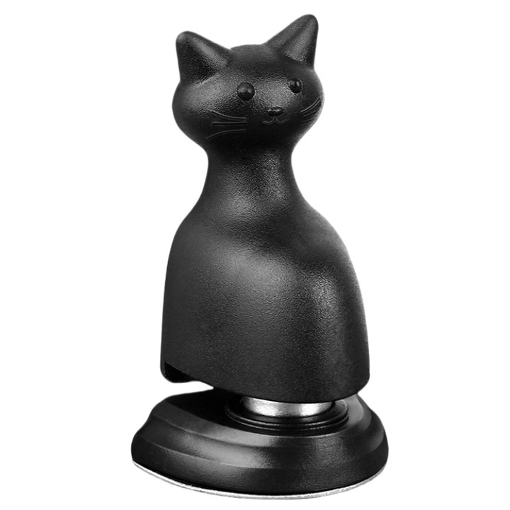 Стопер магнитен, AjieQaQ, черен, пластмаса и неръждаема стомана, за интериорни врати, комплект 1 бр.