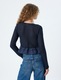 KOTON, Bluza crop din amestec de bumbac, Bleumarin, 3XS