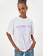 KOTON, Tricou supradimensionat cu imprimeu grafic, Alb fildes, S