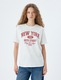 KOTON, Tricou supradimensionat cu imprimeu text, Alb fildes, S