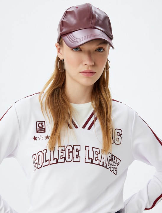 KOTON, Bluza cu benzi laterale contrastante, Alb fildes, 3XL