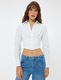 KOTON, Camasa crop slim fit, Alb murdar, 48