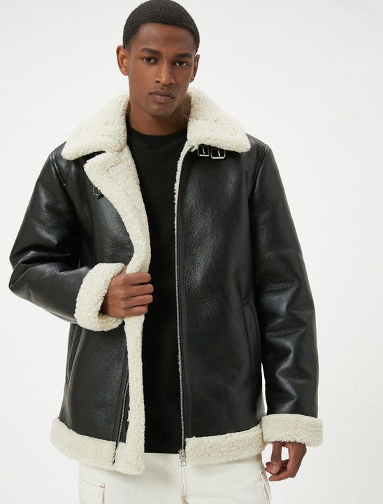 KOTON, Geaca cu fermoar, Negru, 3XL