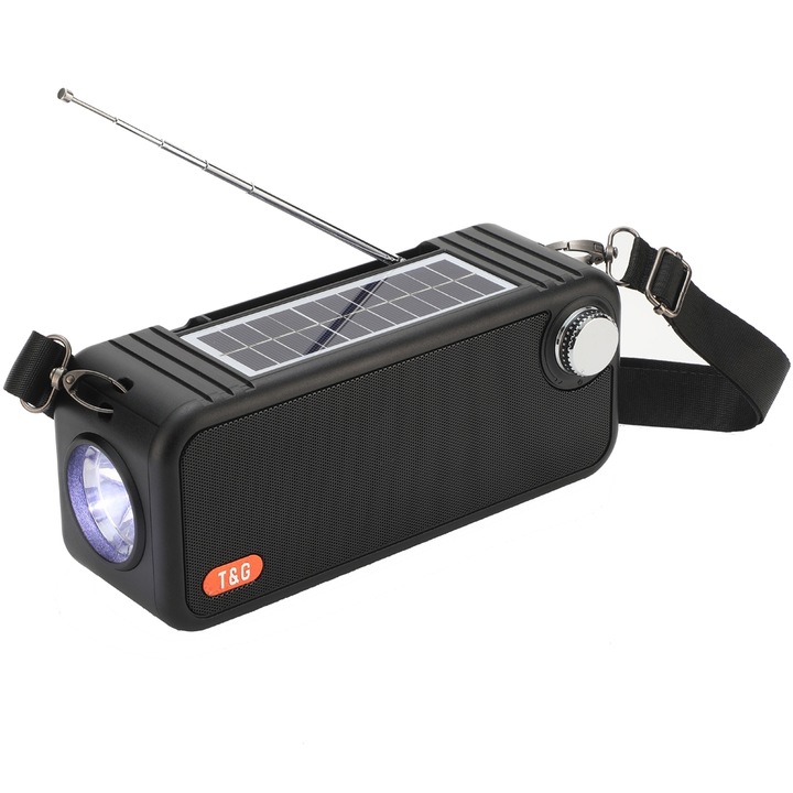 Boxa portabila HA05 cu difuzor dual si rama pentru telefon, functie Bluetooth, Negru Sclipitor