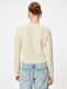 KOTON, Pulover cu model torsade si broderie florala, Alb fildes, S