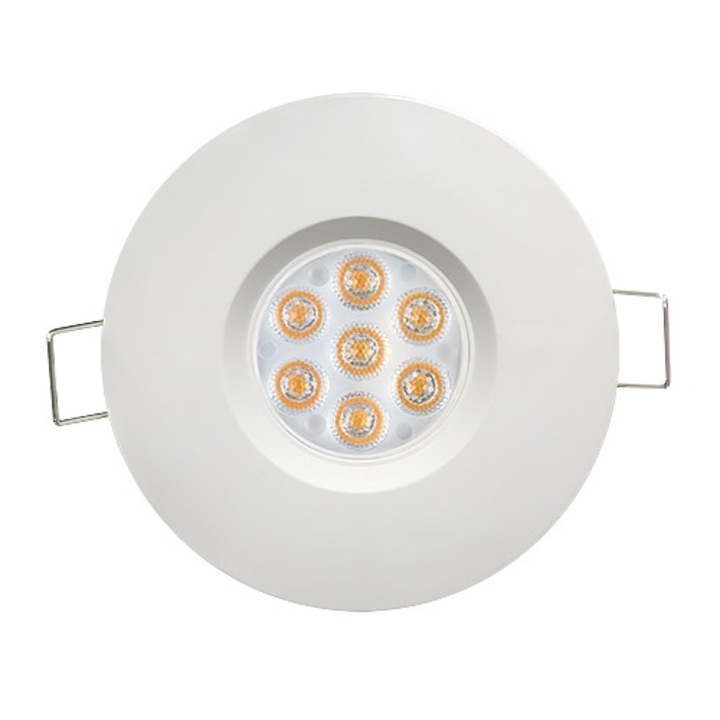 LED луна за вграждане насочена Ultralux IP44 6.5W, 2700K, 220V, топла светлина,45° бяла