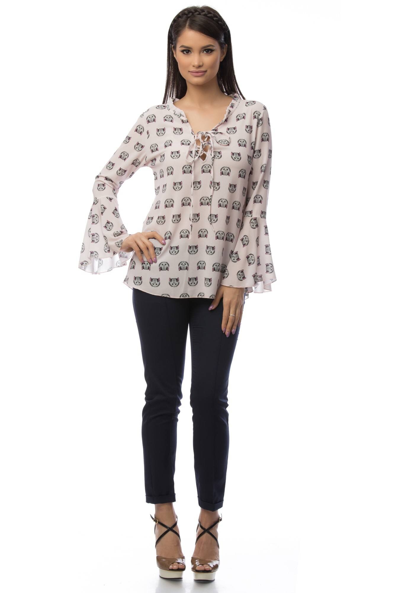 Bluza roz, ROH, cu imprimeu pisicute, M