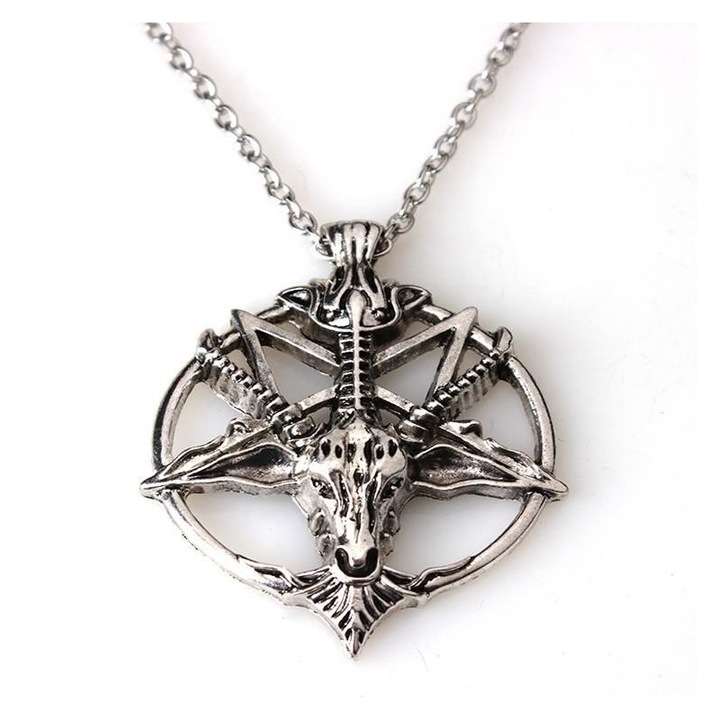 Nyaklánc Pentagram kecskefej, Ezüstszín, Ezüstszín