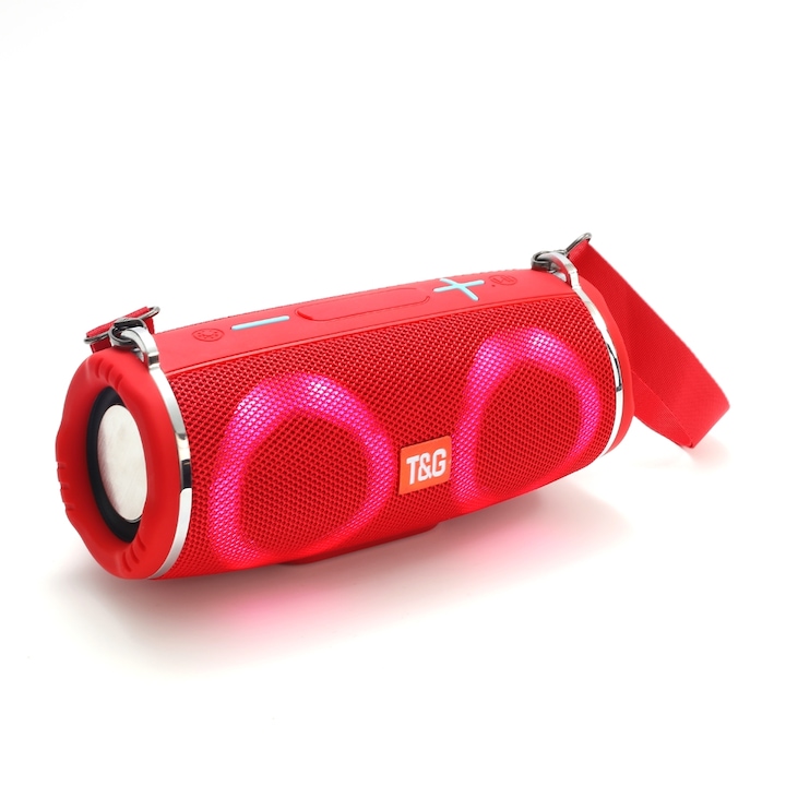 Boxa portabila A+ D10, Bluetooth 4.2, Sunet puternic, Autonomie mare, Design lemn rosu