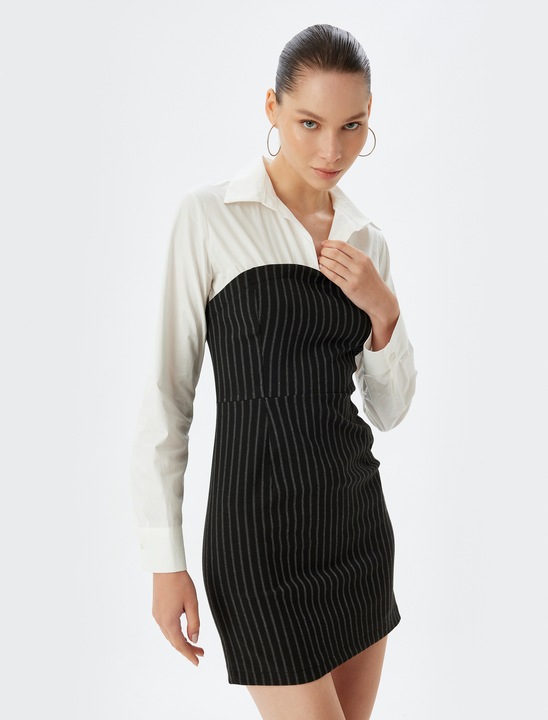KOTON, Rochie scurta cambrata, Negru, XS