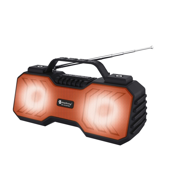 Boxa portabila NR-2029FMD TWS, BT 5.0, Lanterna LED, TF Card / Radio FM / AUX 3.5mm / U Disk / Hands-free, Portocaliu