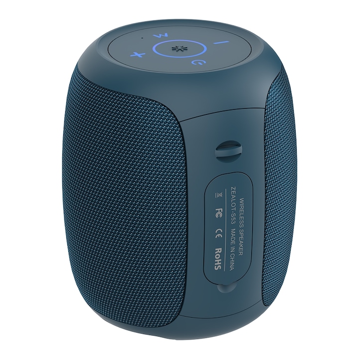 Boxa portabila Zealot S53, IPX6, Bluetooth, Autonomie 20 ore, Rezistent la apa, albstru