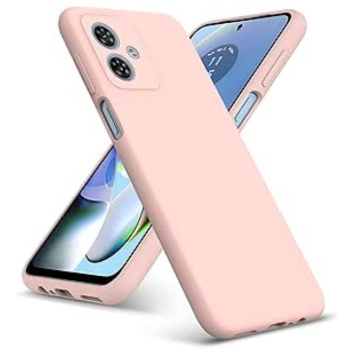 Husa Silicon Jelly GEO Liquid, Compatibil cu MOTOROLA G54, din silicon high tech, microfibra, Protectie la Camera, Roz