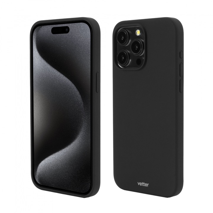 Husa pentru iPhone 15 Pro Clip-On Soft Touch Silk Series, Negru