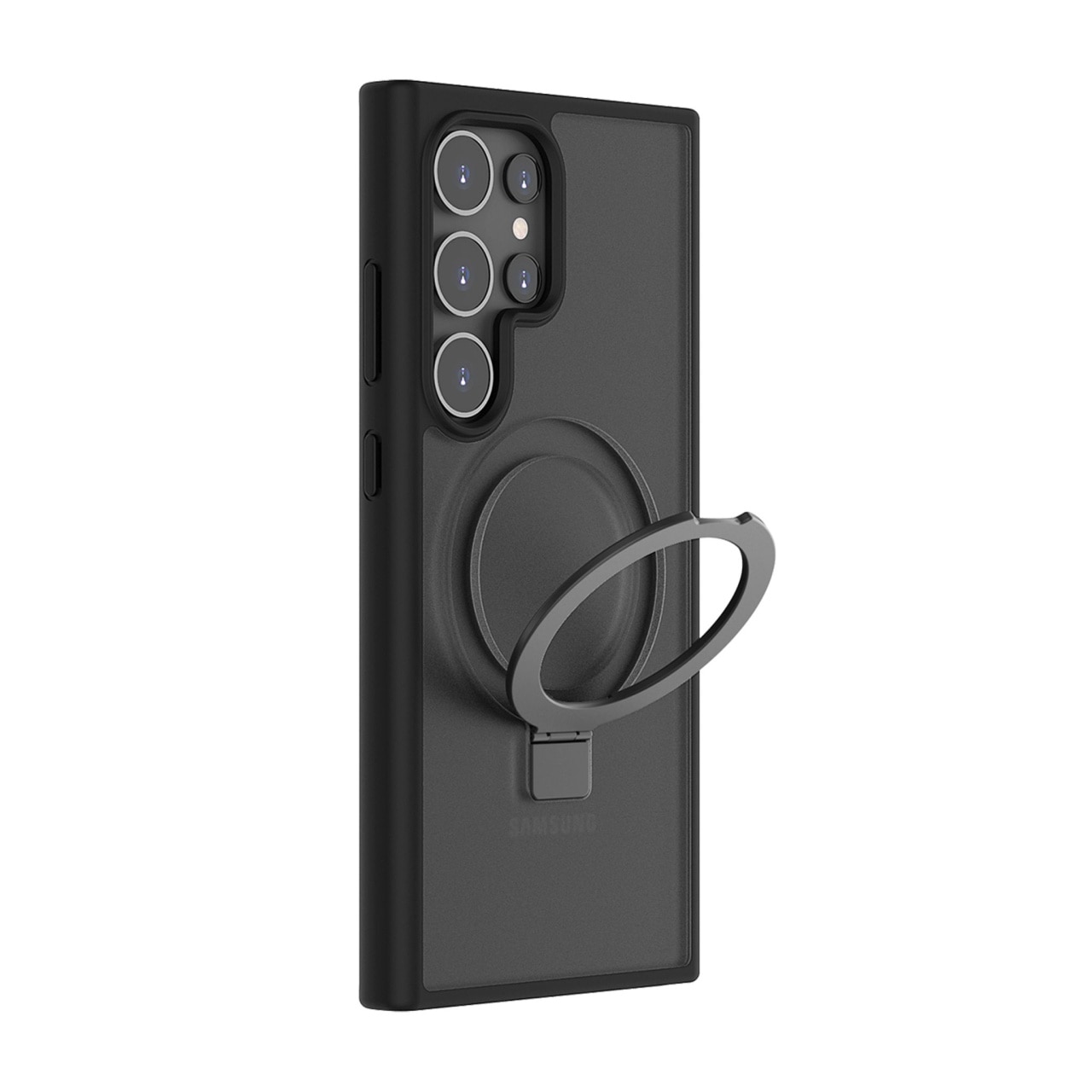 Husa pentru Samsung Galaxy S24 Ultra Clip-On Hybrid, Matt, Compatibil cu MagSafe foldable Stand, Negru