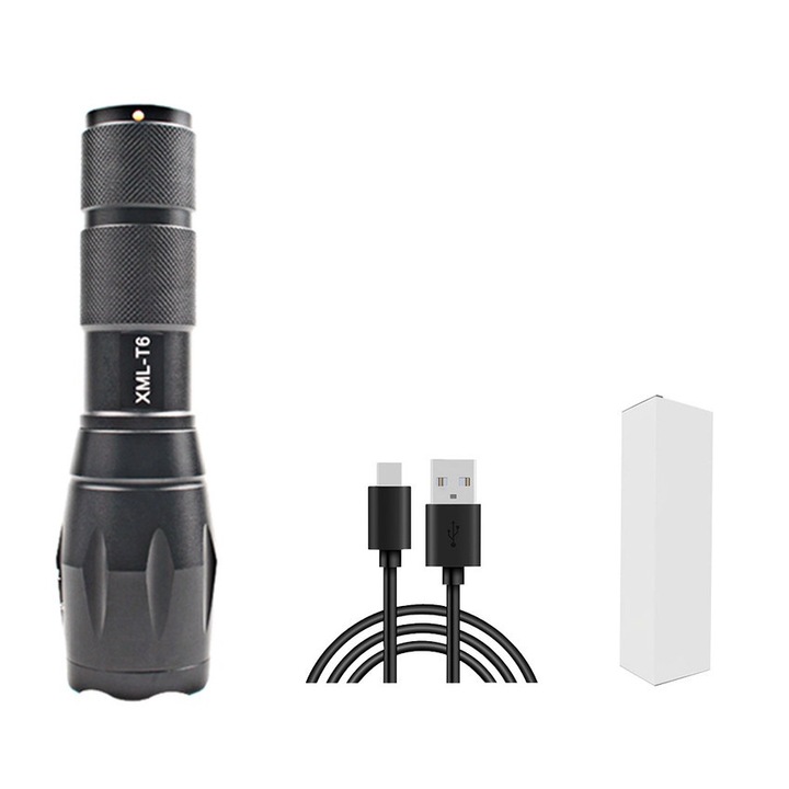 Lanterna de urgenta, USB reincarcabila, 1000 lumeni, rezistenta la apa, 13-14 cm