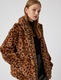 KOTON, Palton din blana sintetica cu model animal print, Maro, 44